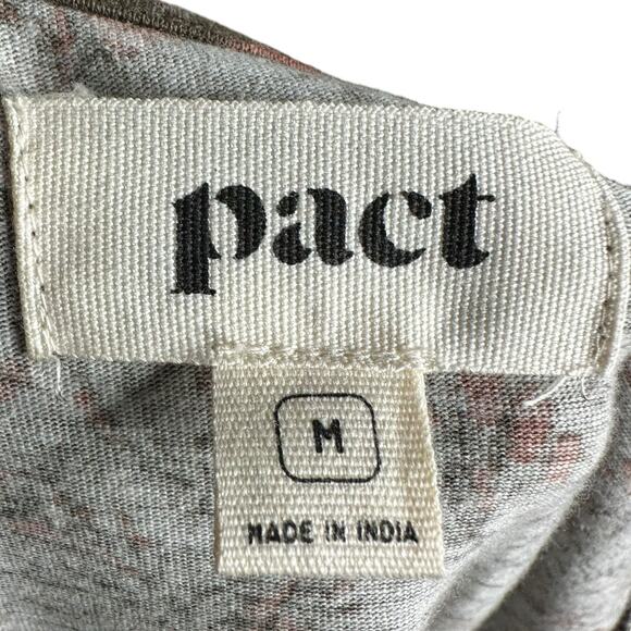 PACT Gray Dainty Floral A-Line Midi Dress Women's Size Medium Organic Cotton - Picture 6 of 7